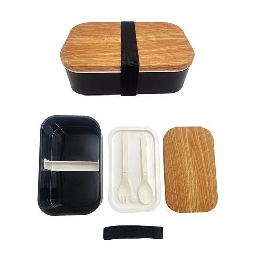 MARMITA BENTO BOX DESIGN DE MADEIRA COM GARFO E COLHER 900ml. - MINISO Imagem de MARMITA BENTO BOX DESIGN DE MADEIRA COM GARFO E COLHER 900ml.