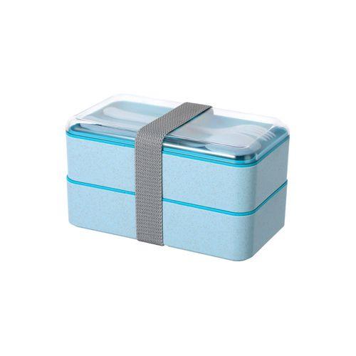 Imagem de Marmita, Bento Box Dupla 1000ml. Com Talher Cor azul