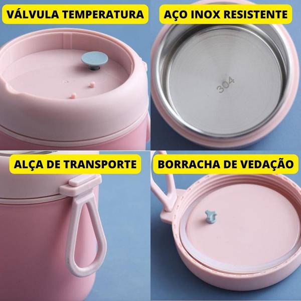 Imagem de Marmita/Copo/Pote Térmico De Aço Inoxidável - 530ML -  Inclui Colher De Sopa Para Alimentos