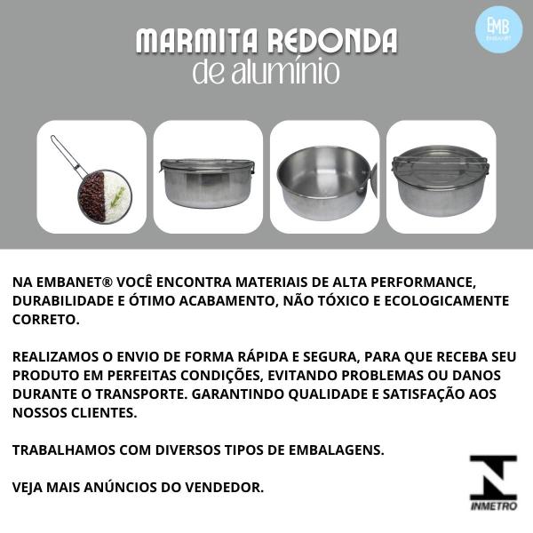 Imagem de Marmita De Aluminio Hermética Redondo Com Tampa e Cabo 10und