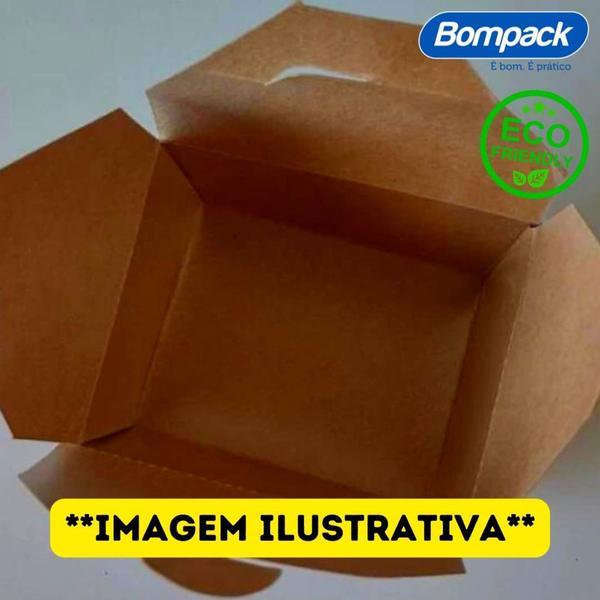 Imagem de Marmita de Papel Caixa Biodegradável Antivazamento Bompack Eco - 1500ml - 20 Unidades