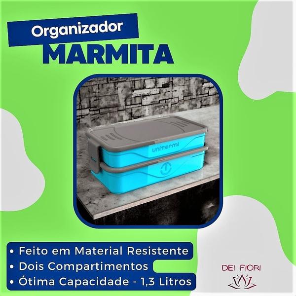 Imagem de Marmita Dupla 2 Divisórias Organizadoras 1,3L Com Talheres