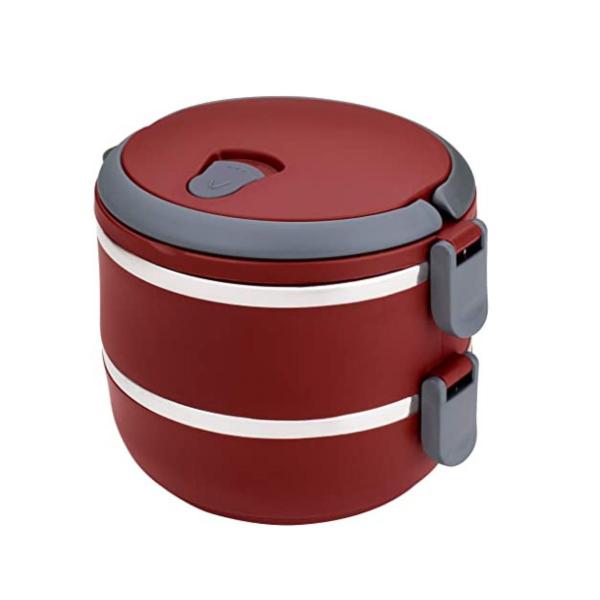 Marmita Dupla Aço Inox Vedação Térmica 2 Compartimentos Box - Euro Imagem de Marmita Dupla Aço Inox Vedação Térmica 2 Compartimentos Box