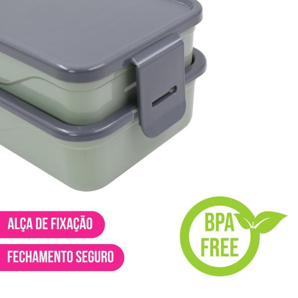 Marmita Dupla Fitness C/ Tampa Divisória Lancheira Alimentos Cozinha Empilhável Refeição Pote Compartimento - Unitermi Imagem de Marmita Dupla Fitness C/ Tampa Divisória Lancheira Alimentos Cozinha Empilhável Refeição Pote Compartimento