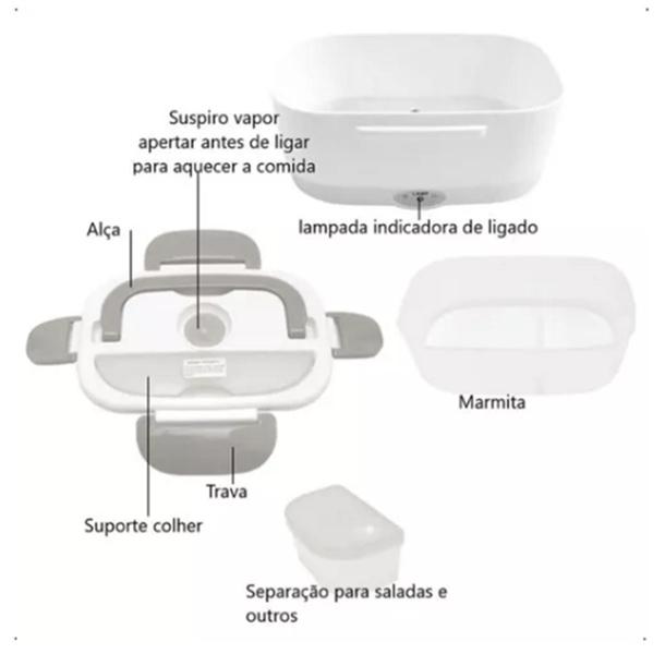 Imagem de Marmita Elétrica 12v E 110/220v Carro Taxi Caminhões 1,5l