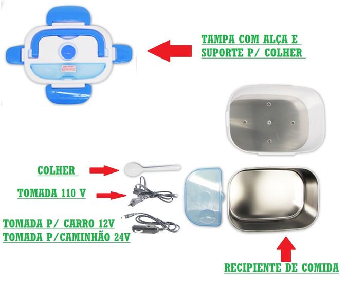 Imagem de Marmita Elétrica 12v E 110v Casa Carro Taxi Caminhões 1,5l