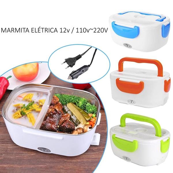 Marmita Elétrica 2em1 Veicular 12V e Tomada Bivolt Comida Quente no Carro Uber Taxi - MARMITA CARRO E TOMADA Imagem de Marmita Elétrica 2em1 Veicular 12V e Tomada Bivolt Comida Quente no Carro Uber Taxi