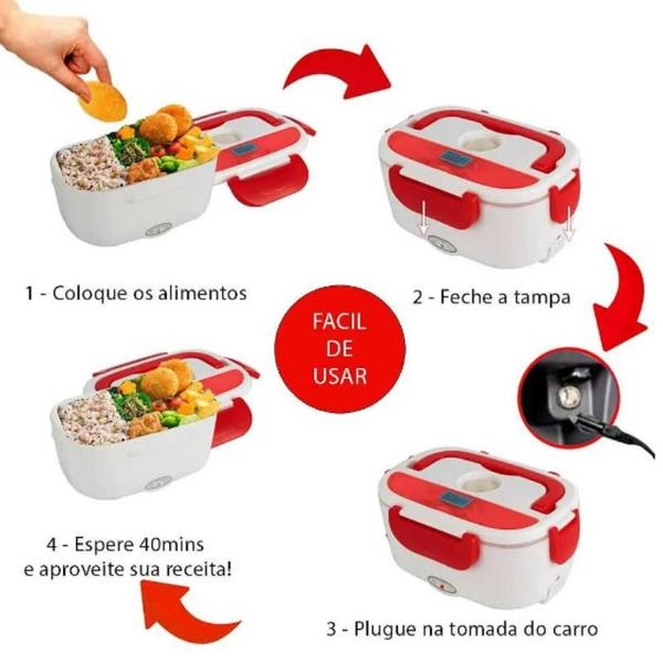 Imagem de Marmita Elétrica Aquecedor de Alimentos Portátil Esquentar Comida Com Divisórias 1,5l Útil 220v