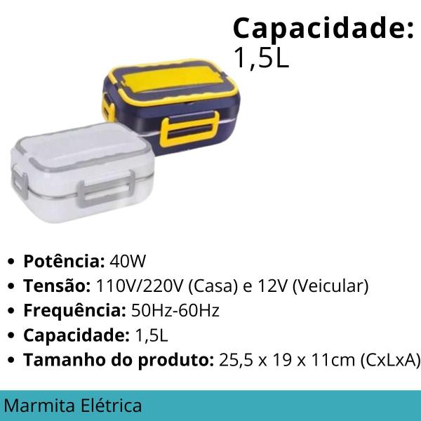 Imagem de Marmita Elétrica Bivolt Inox 110V Para Veículo e Casa