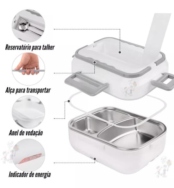 Imagem de Marmita Elétrica Carro 12v E Tomada Casa 110v Inox