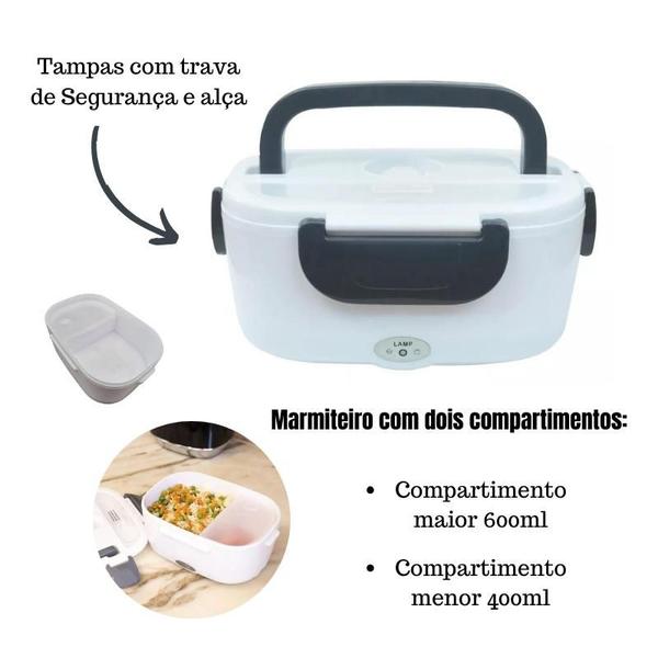 Imagem de Marmita Elétrica Comida Automática Portátil Divisória 220V Tomada Casa