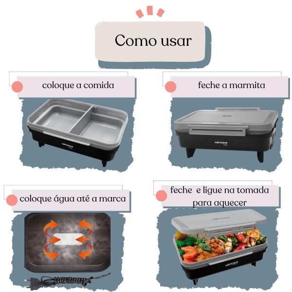 Imagem de Marmita Elétrica Portátil Individual com Banho Maria Bivolt Lenoxx