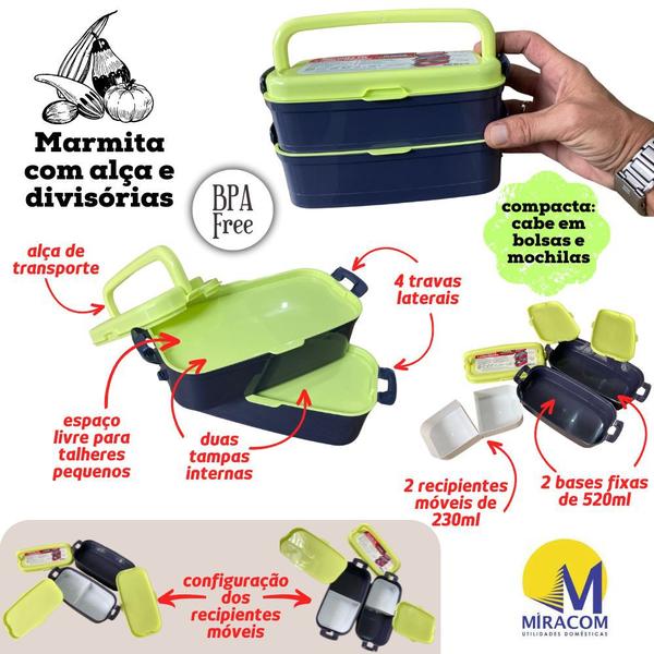 Imagem de Marmita Fit com 3 divisórias Plasutil ref. 8077