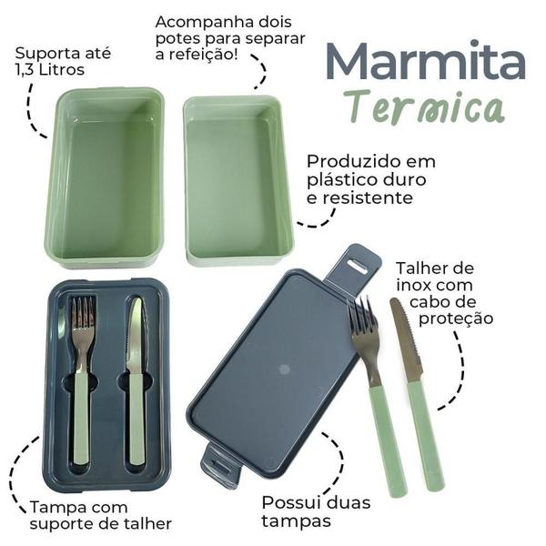 Imagem de Marmita Fitness 1,3L Sem Bpa 2 Compartimentos Para Comida