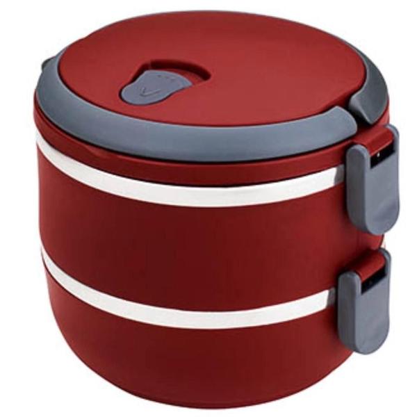 Marmita Inox Termica Pequena Duplo Compartimento 1,4l Comida Lanches Vermelha Euro Home Imagem de Marmita Inox Termica Pequena Duplo Compartimento 1,4l Comida Lanches Vermelha Euro Home