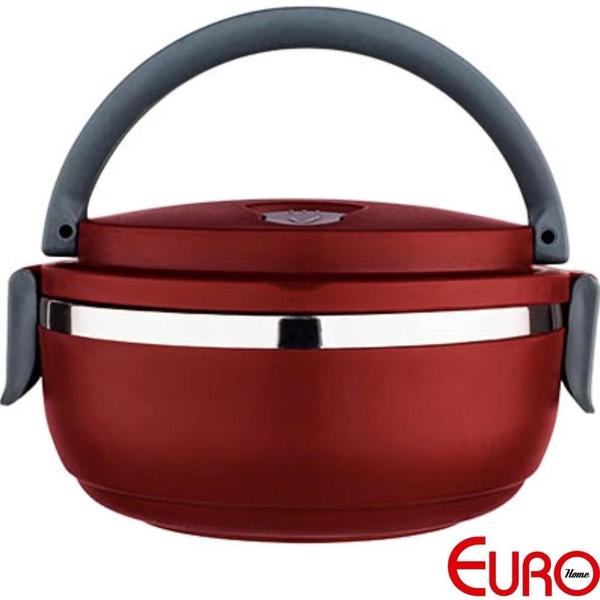 Marmita Inox Termica Pequena Duplo Compartimento 1,4l Comida Lanches Vermelha Euro Home Imagem de Marmita Inox Termica Pequena Duplo Compartimento 1,4l Comida Lanches Vermelha Euro Home