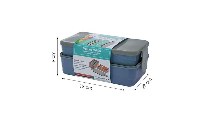 Marmita Prática com Divisórias e Talheres Reutilizáveis BPA Free - 898 - ds Imagem de Marmita Prática com Divisórias e Talheres Reutilizáveis BPA Free - 898