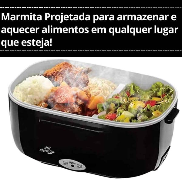 Imagem de Marmita Térmica Elétrica 110V e 220V Bivolt aquecedora de alimentos Fitness verduras Legumes portátil com divisória 1,5 Litros Com Selo INMETRO