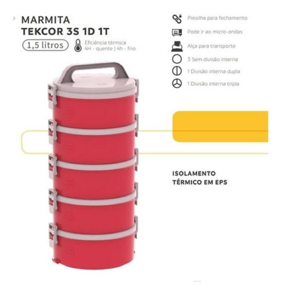 Imagem de Marmita Termica Tekcor 1,5l 3s 1d 1t Vermelho Soprano