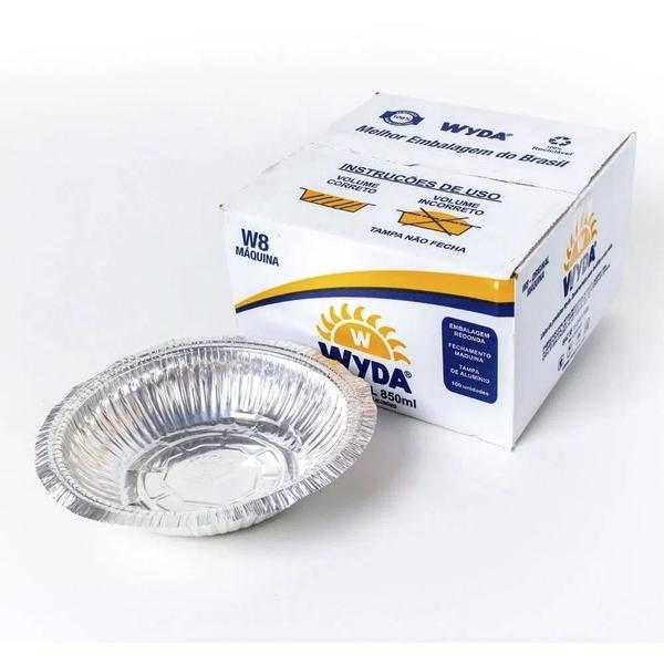 Marmitex Aluminio N8 Fechamento Maquina 850Ml C/100 Wyda Imagem de Marmitex Aluminio N8 Fechamento Maquina 850Ml C/100 Wyda