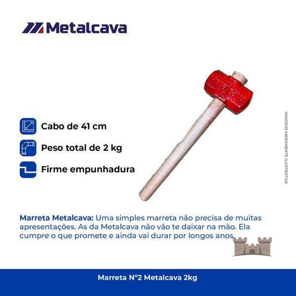 Imagem de Marreta De Ferro Fundido 2kg Com Cabo De 41cm Metalcava