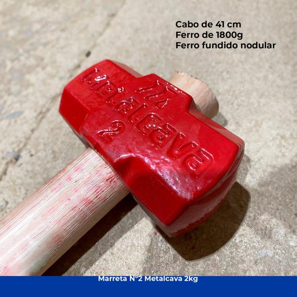 Imagem de Marreta De Ferro Fundido 2kg Com Cabo De 41cm Metalcava