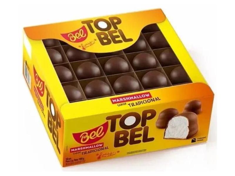 Marshmallow Chocolate Topbel C/ 50un - 900g Imagem de Marshmallow Chocolate Topbel C/ 50un - 900g