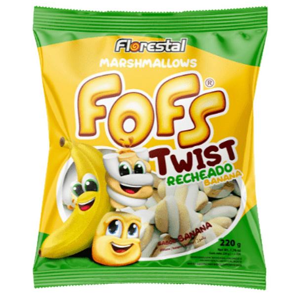 Marshmallow Fofs Twist Recheado Banana - 220g - Florestal Imagem de Marshmallow Fofs Twist Recheado Banana - 220g