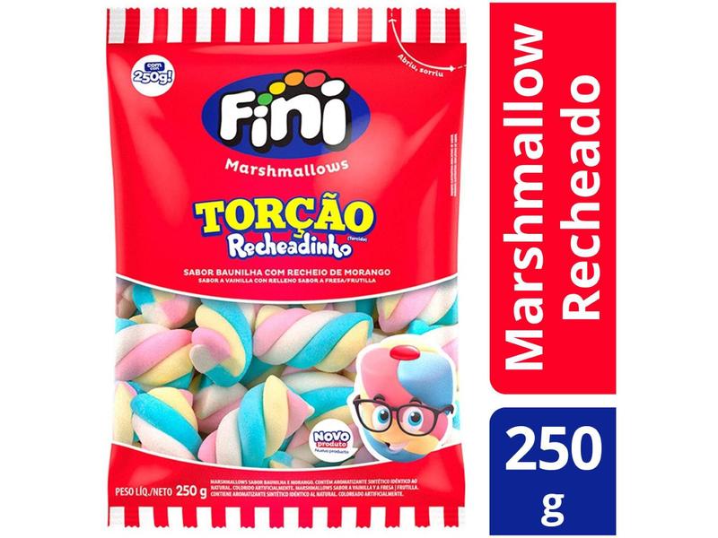 Imagem de Marshmallow Recheado Fini Torção - Recheio de Morango 250g