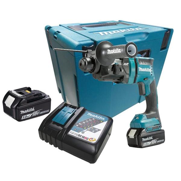 Imagem de Martele Combinado 18V LXT 1350 RPM C/ 2 Baterias Carregador Punho Maleta Mak-Pack 4 DHR182RTJ Makita