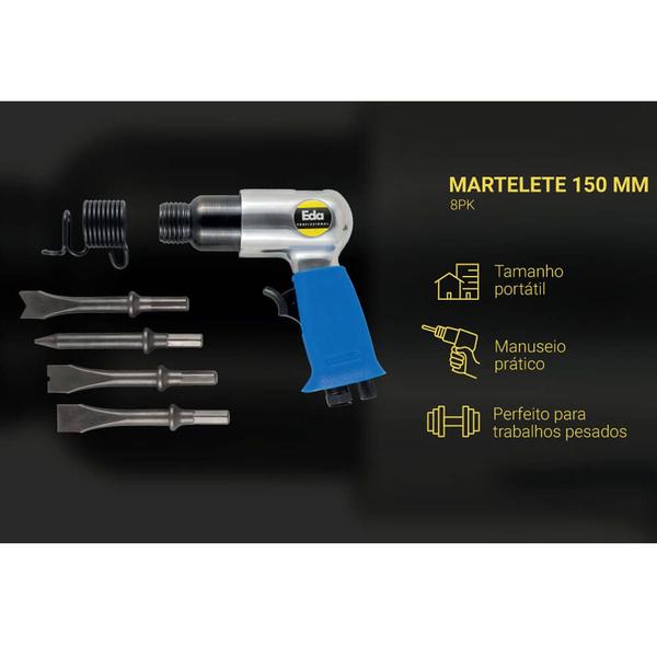 Imagem de Martelete Pistola - Quadrado - Com 4 Formões-8PK - EDA