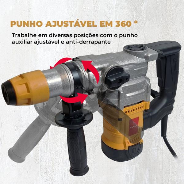 Imagem de Martelete Rompedor Perfurador 1.100W Rotativo 5Kg SDS Plus