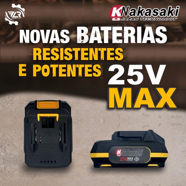 Imagem de Martelete Rotativo Furadeira 2 Baterias 25v Com Maleta 27 Pçs - Nakasaki