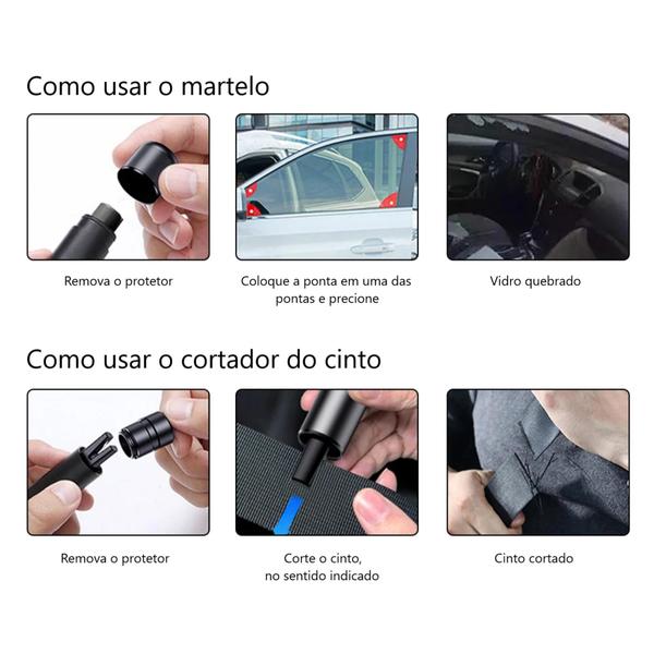 Imagem de Martelo Emergência Carro Quebra Vidro Corta Cinto Portátil