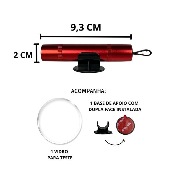 Imagem de Martelo Quebra Vidro Emergência Corta Cinto Veicular Vermelh