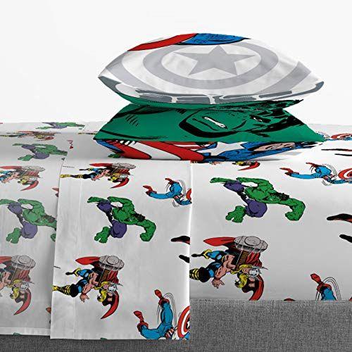 Imagem de Marvel Avengers Comic Cool 7 Piece Full Bed Set - Inclui Edredom e Conjunto de Lençóis - Roupa de cama Capitão América, Homem-Aranha, Homem de Ferro, Hulk e Thor - Super Soft (Produto Oficial da Marvel)