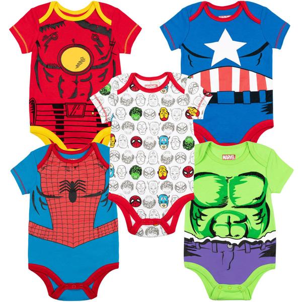 Imagem de Marvel Baby Boys' 5 Pack Bodysuits - O Hulk, Homem-Aranha, 