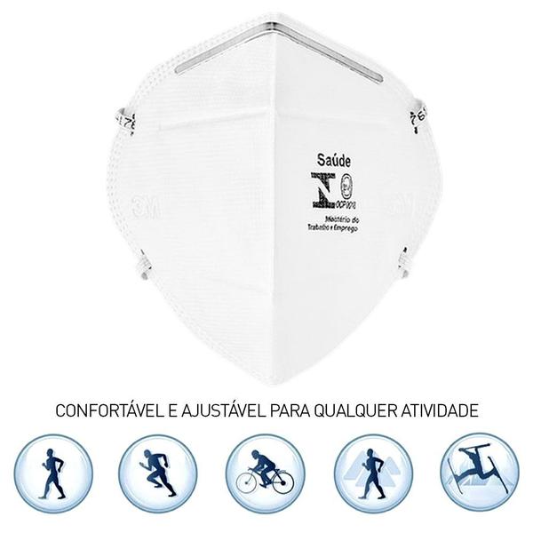 Imagem de Máscara 3M Branca Não Reutilizavel PFF2(S) Para Proteção Com Clip Nasal e Elástico