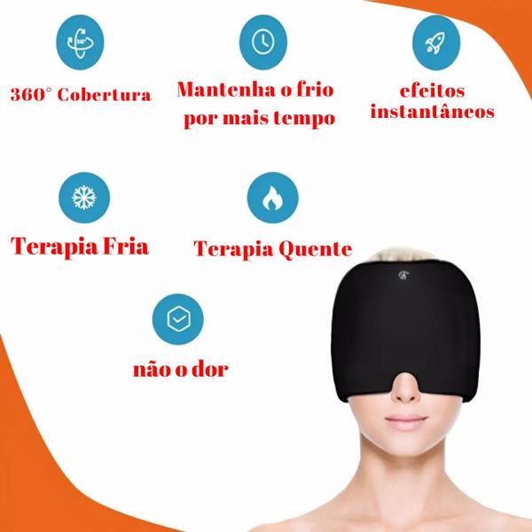 Imagem de Mascara Alívio Dor Cabeça Touca Gel Terapia Frio Ajustável