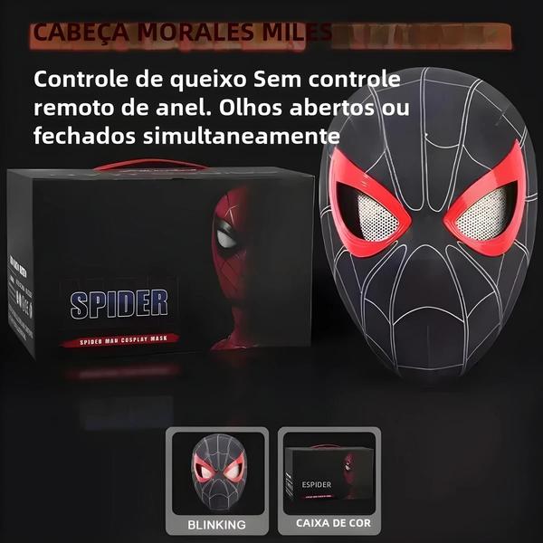 Imagem de Máscara de Cosplay do Homem-Aranha com Olhos em Movimento - Brinquedo Infantil com Controle Remoto