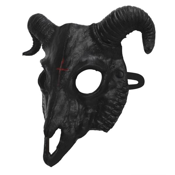 Imagem de Máscara de fantasia PURFUN Black Goat Head Skull com chifres de carneiro