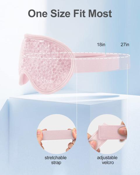 Imagem de Máscara de gel para olhos Luxtude, reutilizável, refrigeração, quente e fria, 2 unidades, rosa