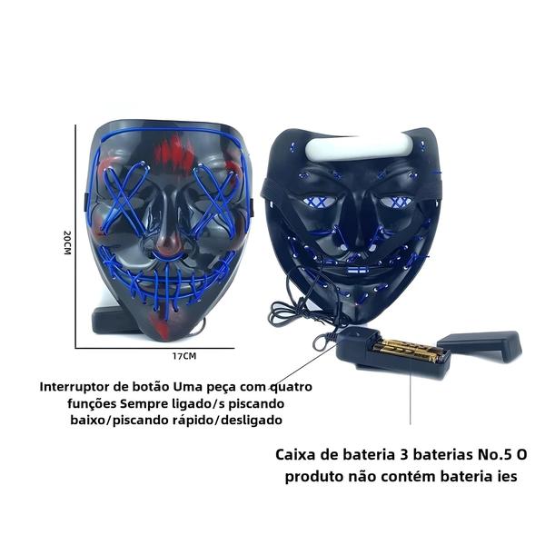 Imagem de Máscara de Halloween LED Assustadora - Máscara de Luz Facial que Brilha no Escuro