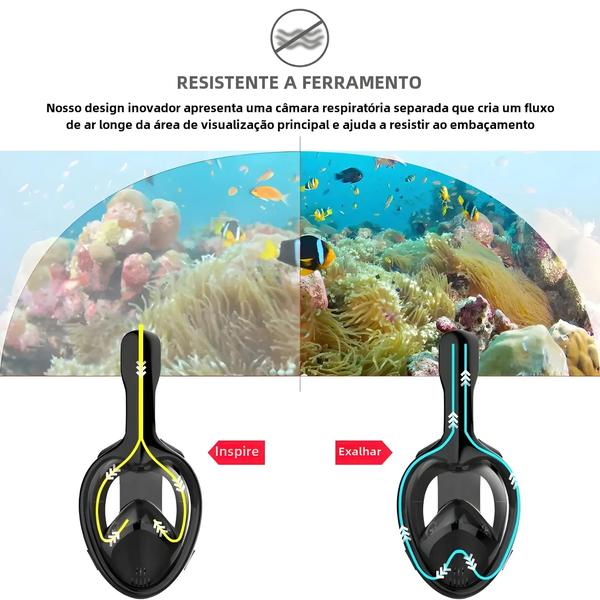 Imagem de Máscara de Mergulho com Snorkel para Crianças e Adultos - Antiembaçante