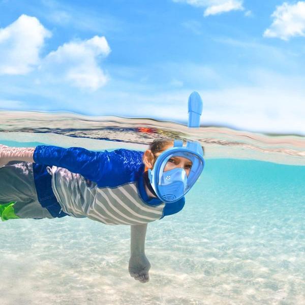 Imagem de Máscara de Mergulho Infantil Snorkel Full Face Antiembaçante Suporte Câmera Acessórios Natação Praia Mar Piscina