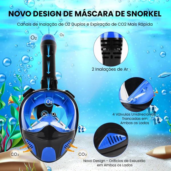 Imagem de Máscara de Mergulho Kit Óculos Antiembaçante Snorkel Respirador Com Válvula à Prova D'água Original