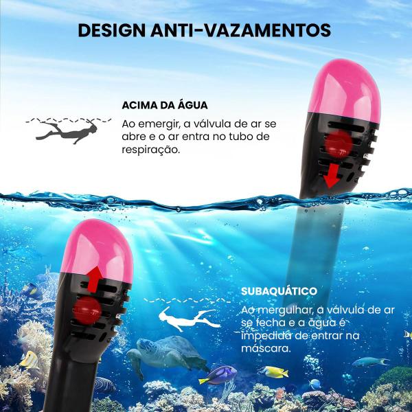 Imagem de Máscara de Mergulho Kit Óculos Antiembaçante Snorkel Respirador Com Válvula à Prova D'água Original