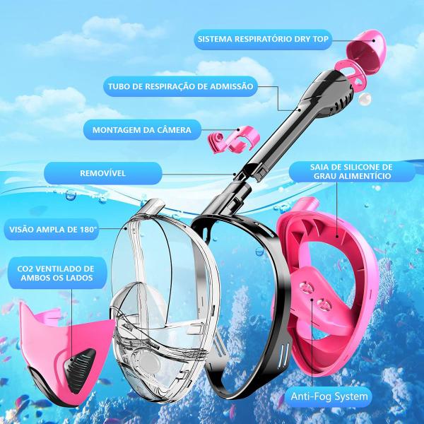 Imagem de Máscara de Mergulho Kit Óculos Antiembaçante Snorkel Respirador Com Válvula à Prova D'água Original