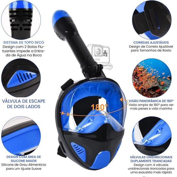 Imagem de Máscara de Mergulho Kit Óculos Antiembaçante Snorkel Respirador Com Válvula à Prova D'água Original