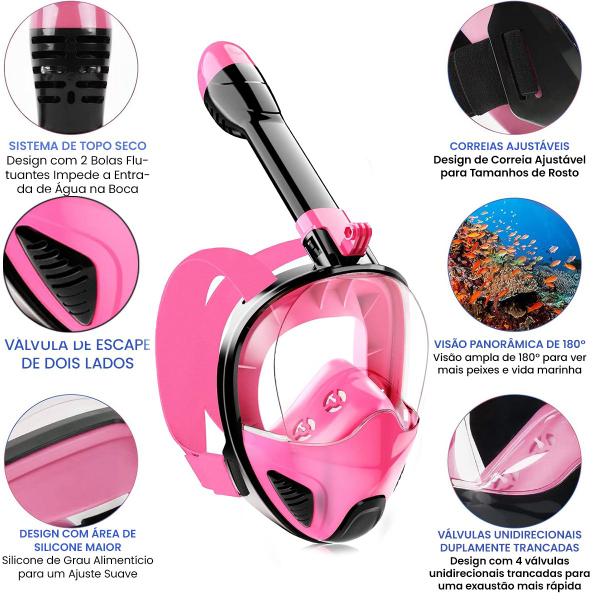 Imagem de Máscara de Mergulho Kit Óculos Antiembaçante Snorkel Respirador Com Válvula à Prova D'água Original